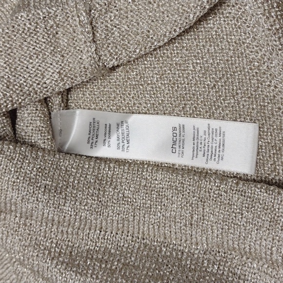 Chico's top women size 2(L) cream and gold color - Picture 6 of 8